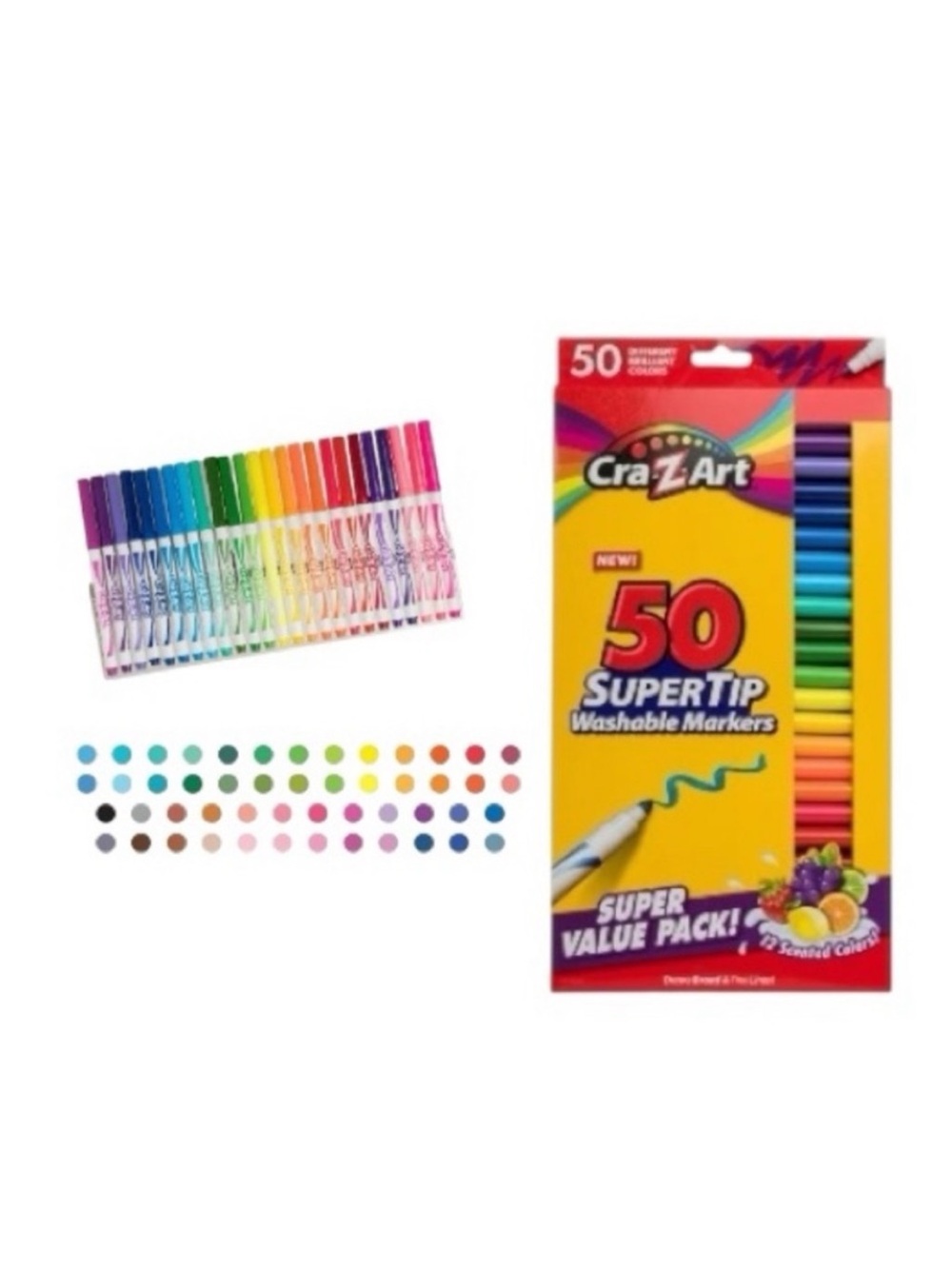 Cra-Z-Art 50 SuperTip Washable Markers - Colorful Set